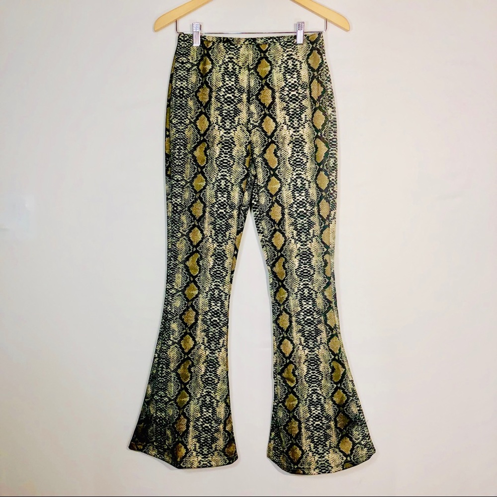 NEW..! Pallazo Pants Boho Snake Bell Button M - Picture 1 of 8